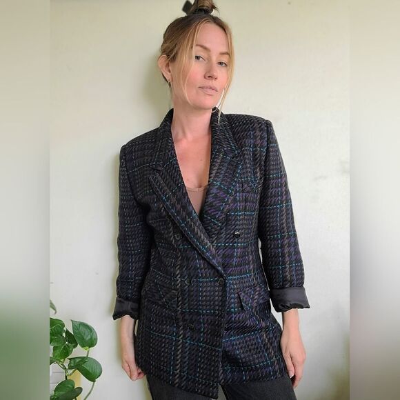The Coco Vintage 80s Double Breasted Wool Blazer M - Picture 5 of 12